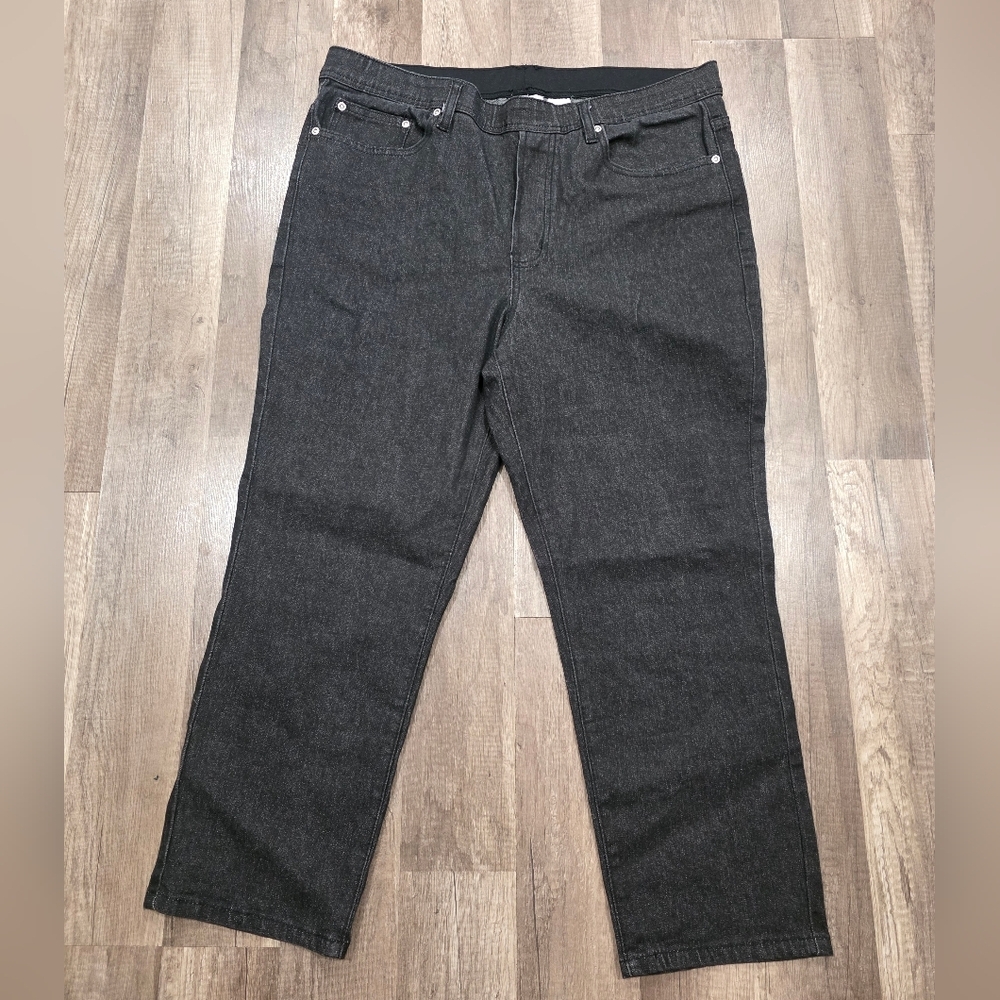 DG2 Diane Gilman Mega Stretch Grey Wash Jeans Jeggings L Cropped Classy Preppy